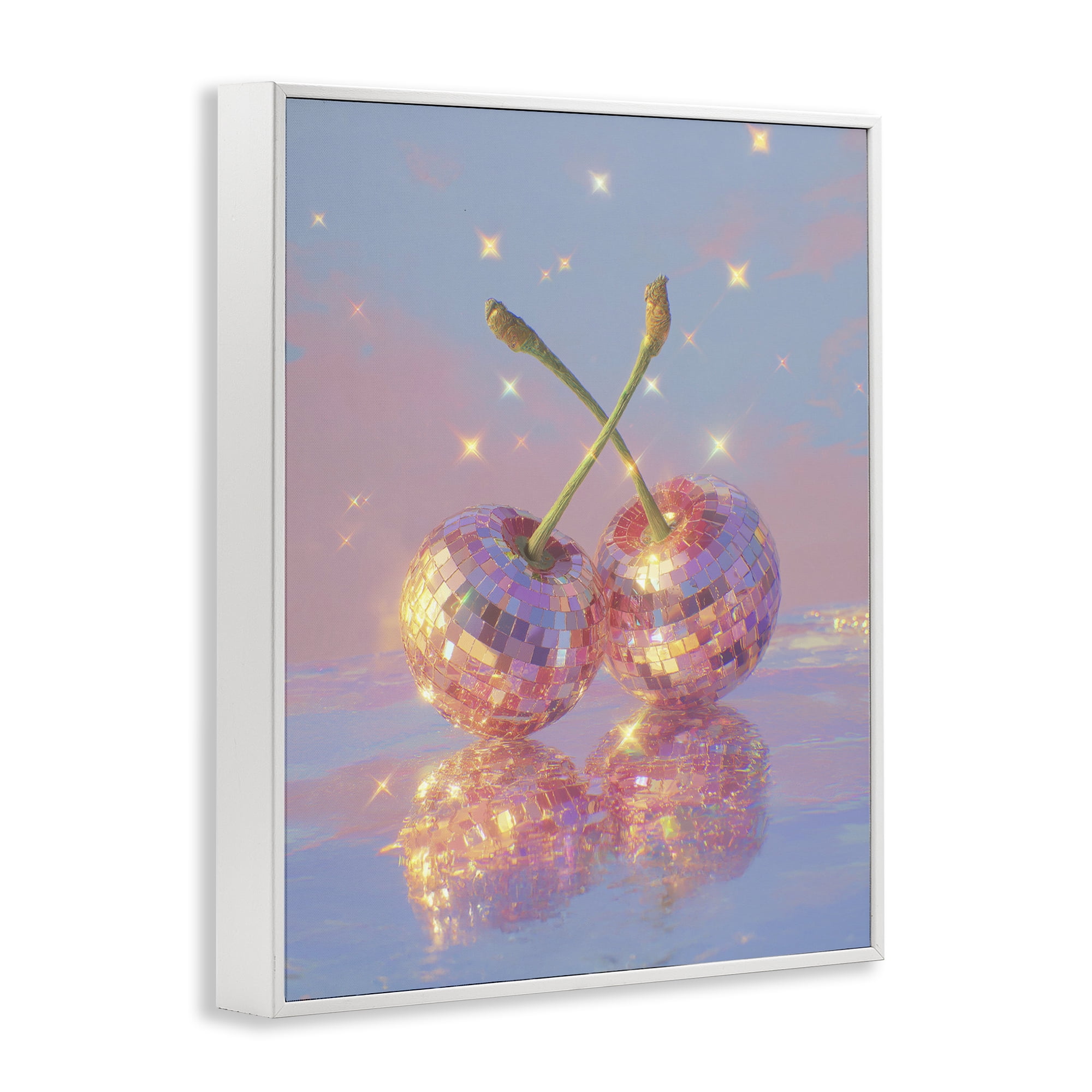 Disco Cherry Reflection White Framed Giclee Art, design by Ziwei Li