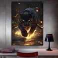 thumbnail image 3 of Mudket Framed Ready to Hang Panther Leopard Canvas Wall Art, Gold Cheetah Animal Print Wall Decor, Poster, Bedroom Office Decor Modern Home Decor - 18"L x 12"W, 3 of 10