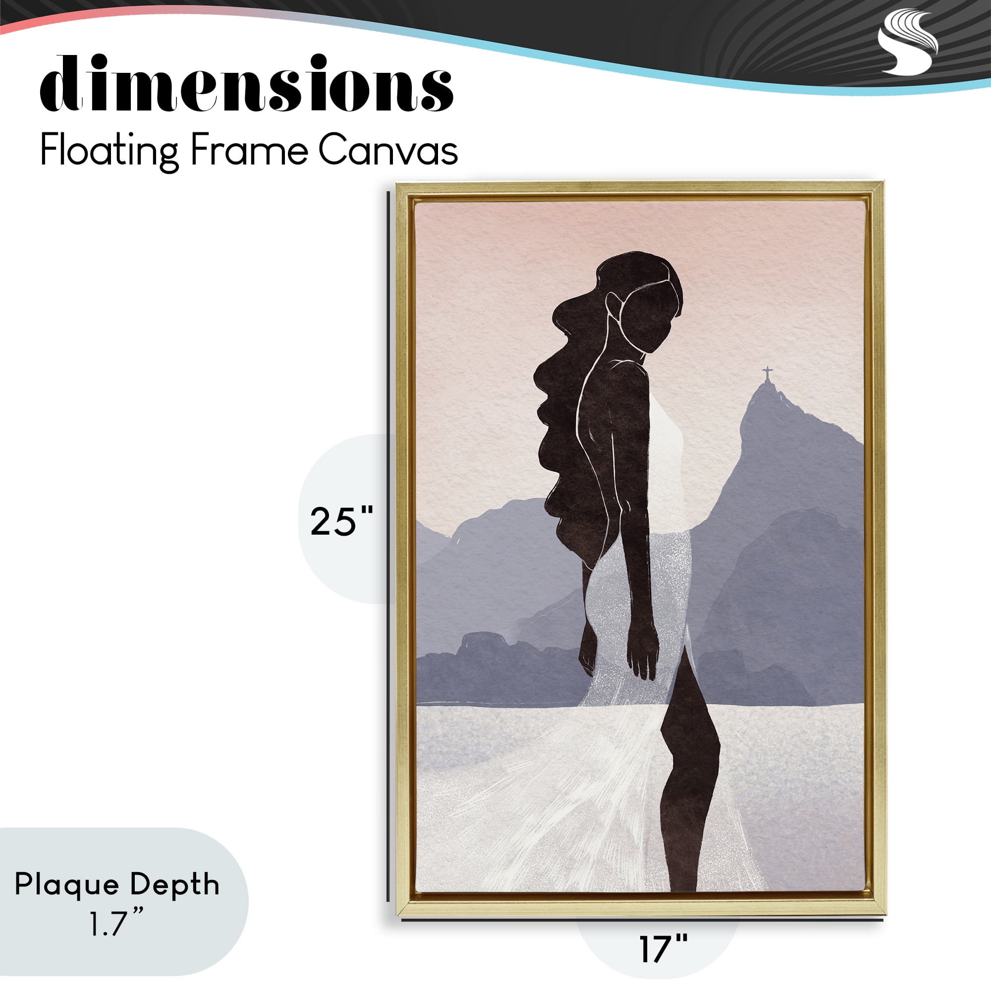 Stupell Industries Garota Silhouette Portrait Gold Framed Floater Canvas Wall Art, design by Yuyu Pont