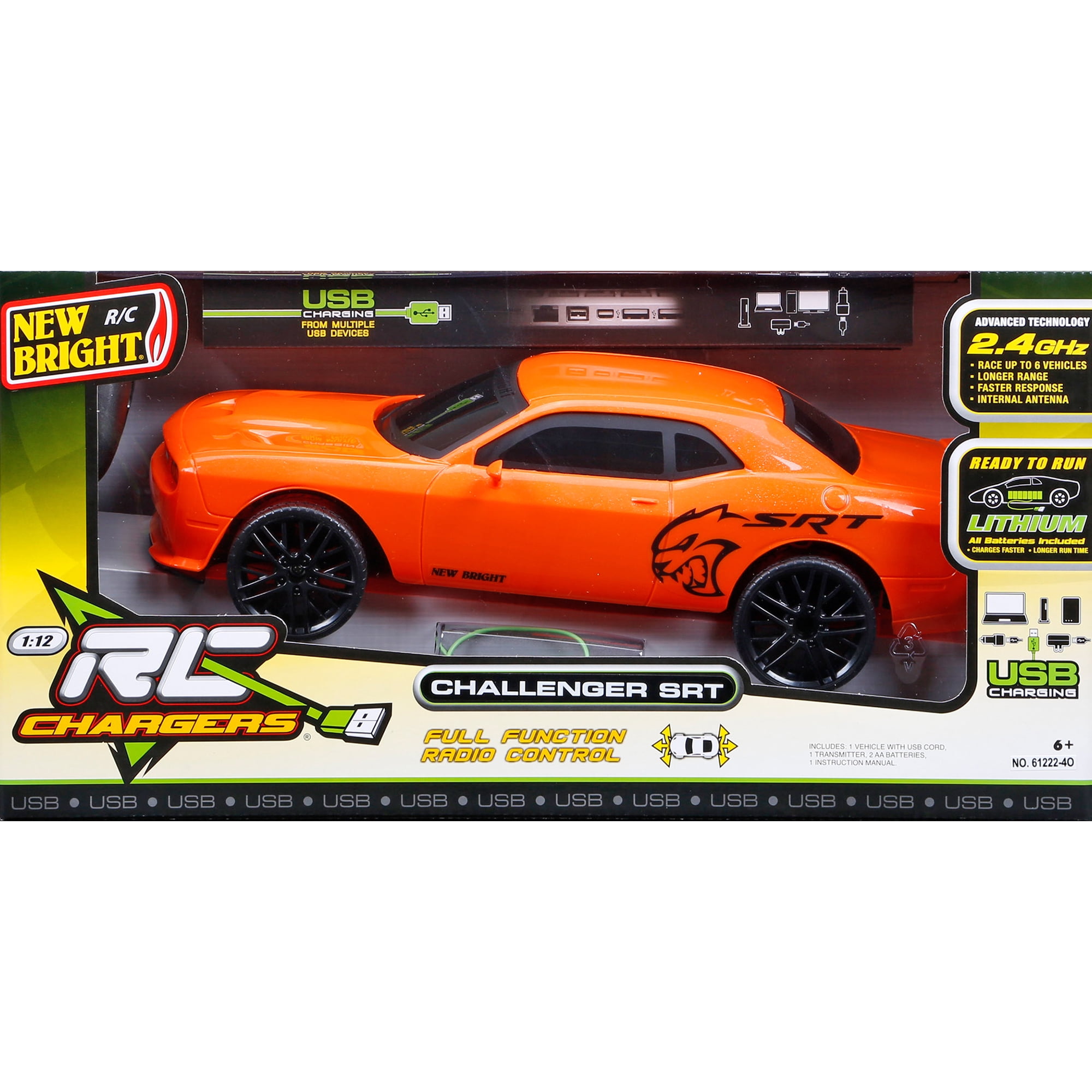 New Bright 1 12 R C Full Function Chargers Challenger Srt Orange