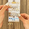 thumbnail image 2 of Acetate earring set 6 pairs creative retro pearl leopard print acrylic C-shaped earrings Couple jewelry Valentine's Day gift, 2 of 5