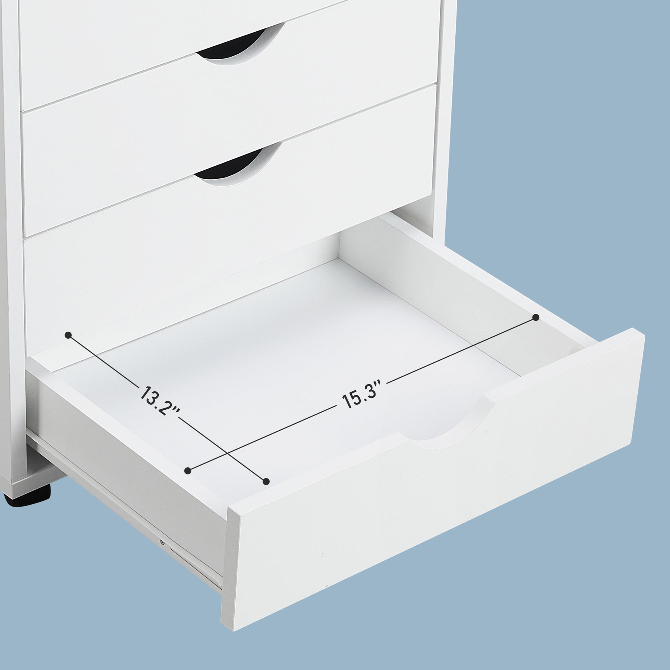 CONCETTA 7-Drawer File Cabinet, Lateral Filing Under Desk Storage Organizer with Wheels for Home Office, White