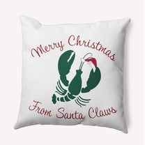 20" x 20" Simply Daisy Santa Claws Lobster Polyester Indoor/Outdoor Pillow, Forest Green Qty 1