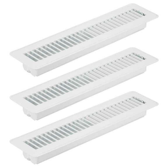 Uxcell 14 x 2 Inch Floor Register, 3pcs Heavy Duty Air Vent Cover Adjustable Floor Grates, White