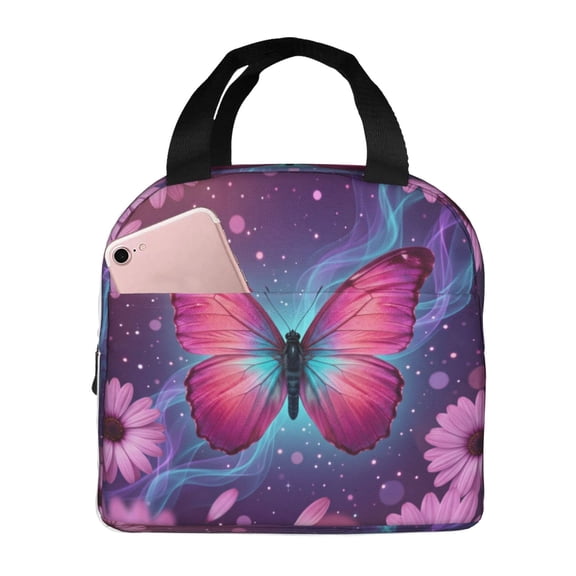 Butterfly Lunch Bag Flower Boho Insulated Lunch Box Reusable Cooler Tote For Women Men Work Office Picnic Travel