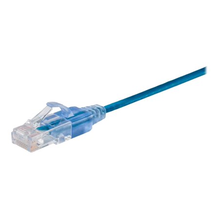 UPC: 0889028083802 | Monoprice SlimRun – Patch cable – RJ-45 (M) to RJ-45 (M) – 50 ft – 0.1 in – UTP – CAT 6a – molded  snagless  stranded – blue (pack of 5)