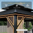 thumbnail image 5 of SOLUMIA 10’x12’ Hardtop Gazebo, Brown Galvanized Steel Double Roof, Aluminum Frame Outdoor Pavilion with Netting and Curtains for Patio, Backyard, Deck, 5 of 7