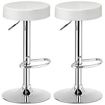 Giantex 2 PC Bar Stool, Modern Swivel Backless Round Barstool, PU Leather Armless bar Chair with Height Adjustable, Chrome Footrest, Sturdy Metal Frame for Kitchen Dining Living Bistro Pub, White