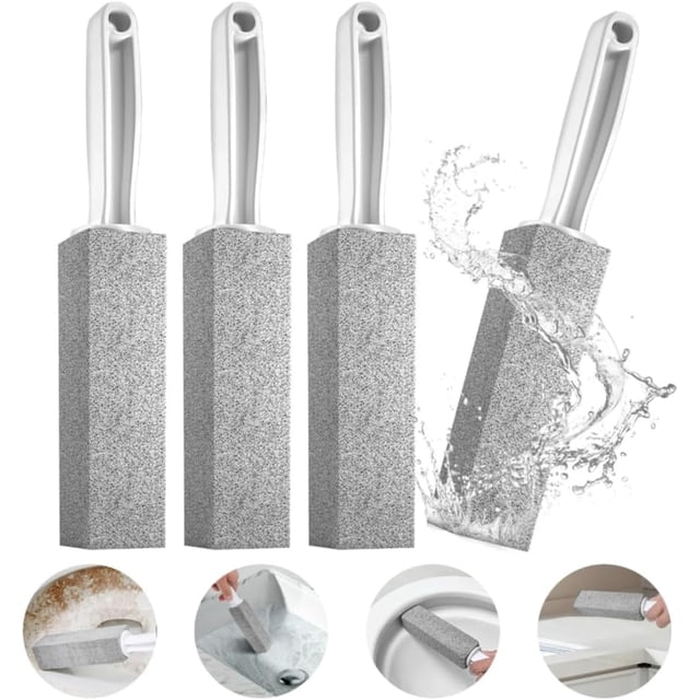 Pómez Limpiadores de Inodoros 4 PCS - Piedra Pómez de Limpieza con Mango Antideslizante - Elimina Cal, Sarro, Óxido y Manchas de Agua Dura