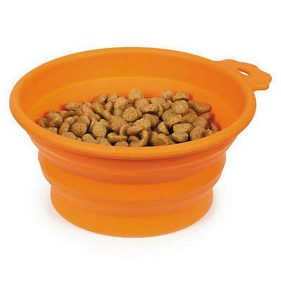 PORTABLE DOG BOWL Bend-A-Bowls Collapsible Food and Water for Dogs Traveling (Carrot,Small - 12 Ounce)