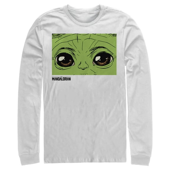 Men's Star Wars: The Mandalorian The Child Hypnotic Eyes Long Sleeve Shirt White Medium