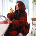 thumbnail image 3 of Catalonia Couverture à Carreaux Rouges Surdimensionnée Portable Chandail à Capuche Confortable Sherpa Lounge Chandail pour Adultes Hommes Femmes Femme Petite Amie Cadeau pour Elle, 3 of 5