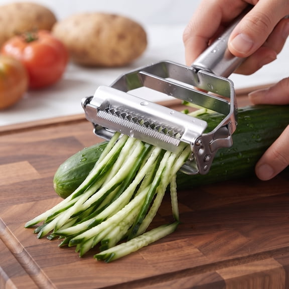 EvoFine Dual Blade Vegetable Peeler & Julienne Cutter, Stainless Steel Potato, Carrot & Fruit Peeler