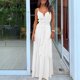 thumbnail image 2 of Vestido largo abotonado sólido con cuello en V y cinturón para mujer Fridja nalpqowj4705, 2 of 9