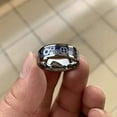 thumbnail image 4 of Wedding Rings Men & Women. 8mm Silver Dark Blue Tungsten Band Silver Gears, 4 of 7