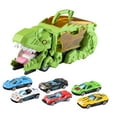 thumbnail image 3 of Pista deslizante para vehículo de deglución de dinosaurios, recuerdo de fiesta, transporte de golondrinas de dinosaurios Verde con 6 coches., 3 of 9