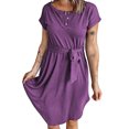 thumbnail image 2 of Vestido de manga corta, moda informal, lavable a máquina, agradable a la piel, transpirable, vestido de mujer para verano, 2 of 4