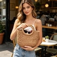 thumbnail image 6 of Hand-Woven Straw Round Tote Bag, Summer Beach Bag and Boho Shoulder Bag for Women, Natural Rattan Woven Handbag for Vacation and Travel, Stylish Bohemian Gift Idea, 6 of 6