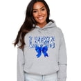 thumbnail image 2 of Lions Blue Floral Coquette Bow Hoodie for Women & Teens Trendy School Spirit Game Day Sweatshirt Gray Hoodie Medium, 2 of 8