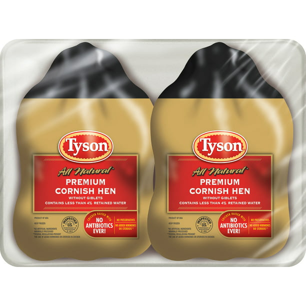 Tyson Premium Whole Cornish Hen, Twin Pack, 3.25 lb (Frozen)