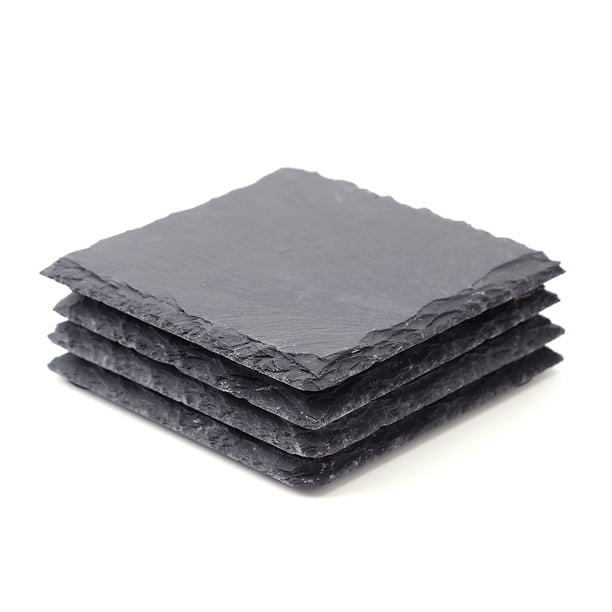 Alfombrilla para taza 4 Uds FLhrweasw almohadilla cuadrada de pizarra Natural ecológica