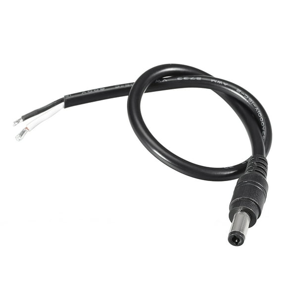 Uxcell DC Power 5.5mm x 2.5mm 10A 18AWG,Barrel Male Plug Connector Pigtail 11.81" Length Black