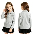 thumbnail image 4 of Boys Girls Long Sleeve Pique Polo Shirts Kids School Uniform Shirts | For 5-14 Years,Loose Fitting,Button Gray 100, 4 of 5