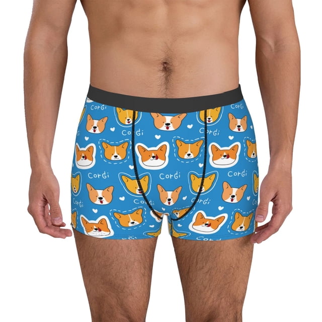 Fotbe Corgi Dog Face Calzoncillos Tipo Boxer con Bolsa de Soporte Total para Hombre, X-Temp Fresco, Transpirable y de Secado Rápido-X-Large