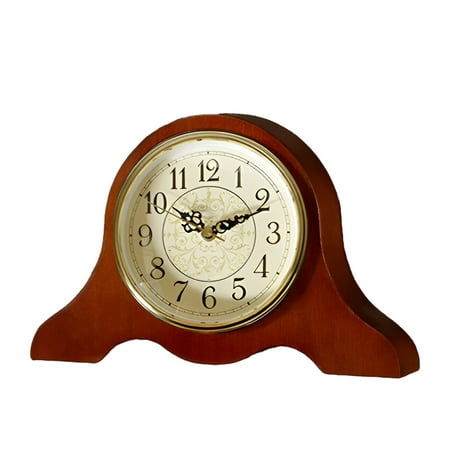 Solid Wood Mantel Clocks,Vintage Style Silent Battery Operated Silent Retro Table Clock,Simplicity Quartz Shelf Clock for Living Room Fireplace Office Shelf Home Décor