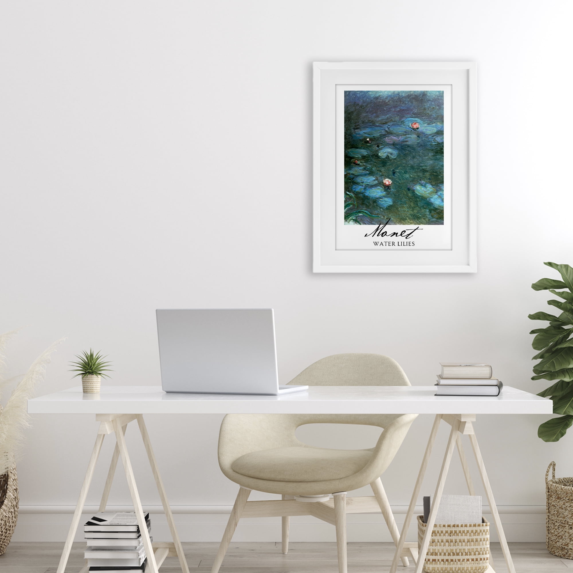 Stupell Industries Monet Water Lilies White Framed Print Under Glass, design by Vintage Hustle