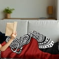 thumbnail image 3 of African Soft Flannel Fleece Throw Blanket, Hand Drawn Ethno Cultural Themed Portrait Complex, Cozy Plush for Indoor and Outdoor Use, 50" x 70", Ruby Black White, by Ambesonne, 3 of 5