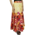thumbnail image 1 of Bimba Femmes Coton Imprimé Floral Jupe Taille Élastique Maxi Été Jupes-M, 1 of 6