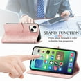 thumbnail image 5 of Feishell Embossed PU Leather Wallet Phone Case for Apple iPhone 15,Full Protection Magnetic Clasp Flip Stand Card Slots Shockproof Protective Cover with Hand Strap,Rosegold, 5 of 7
