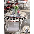 thumbnail image 5 of Outdoor Tablecloths with Umbrella Hole & Zipper, Vintage Gnomes Round Tablecloths 60 Inch, Black Red Checkered Retro Art Waterproof Table Cloth, Patio/Pool/Picnic Table Covers, 5 of 8