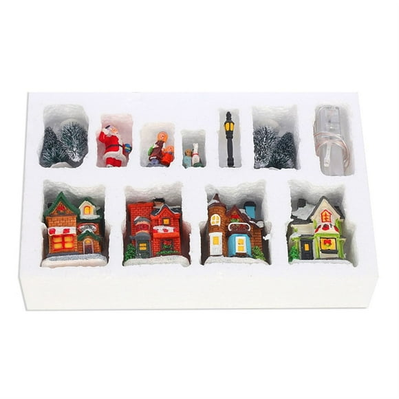 Toystoory Xmas Ornament Home Decor Desk Statue Exquisite Long-lasting Set Festival Pendent Village Compact Tree House Accessories Size Kits de decoración para fiestas