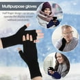 thumbnail image 6 of 6 Pairs Unisex Half Finger Gloves Warm Stretchy Knit Fingerless Gloves Lengthen Wrist Soft Gloves for Women Men, 6 of 7