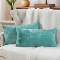 thumbnail image 2 of Home Soft Things Heavy Faux Fur Pillow Covers - 2 Pcs - Blue Turqoise - 14"x26", 2 of 7