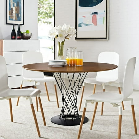 Modway Cyclone Round Wood Top Dining Table With Metal Base In Walnut Modway Cyclone Round Wood Top Dining Table With Metal Base In Walnut