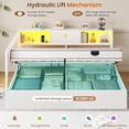 thumbnail image 4 of Full Size Daybed with Hydraulic Storage&Charging Station, Lift Up Corner Bed Frame with LED Lights&Bookcase Headboard, Full Metal Platform Storage Bed for Bedroom, White, 4 of 10
