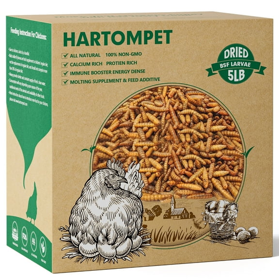 HARTOMPET 5LB Excelling Dried Black Soldier Fly Larvae - Elevating Calcium for Poultry,Premium Grade