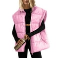 thumbnail image 2 of Sopiago Women's Casual Oversized Puffer Vest Stand Collar Insulated Padded Puffy Winter Jackets Coat with Pockets Pink,S, 2 of 6
