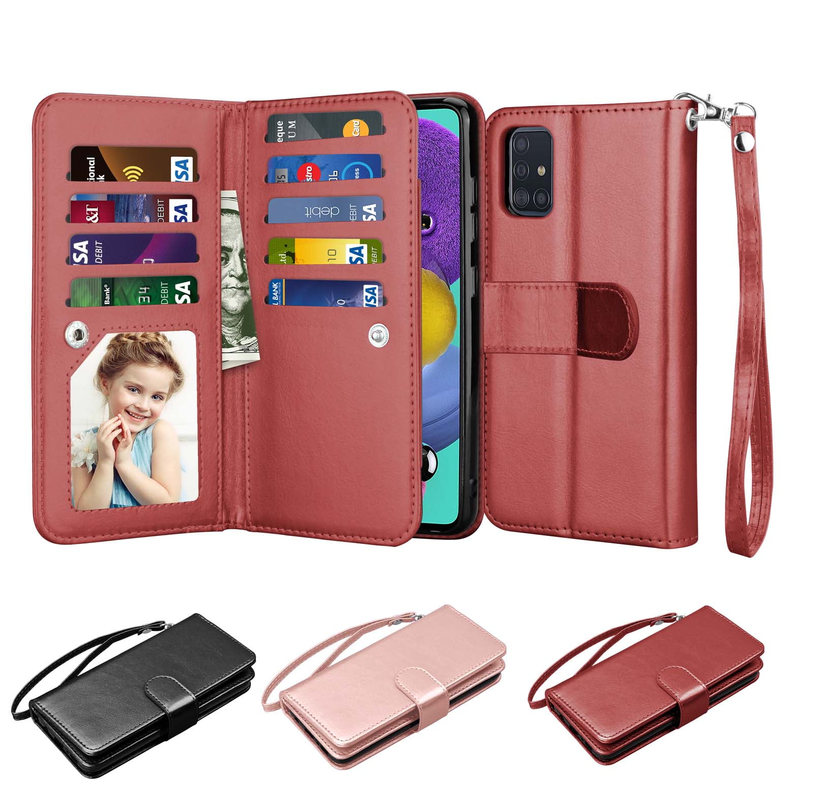 Njjex for Samsung Galaxy A11 A21 A01 A51 A71 4G 5G Cases Wallet, PU