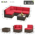 thumbnail image 7 of AOXUN 5-Piece Rattan Patio Conversation Set, Outdoor Patio Furniture Sets, Patio Furniture Sets with Coffe Table, Red Cushions, for Garden, Backyard, Poolside, 7 of 7