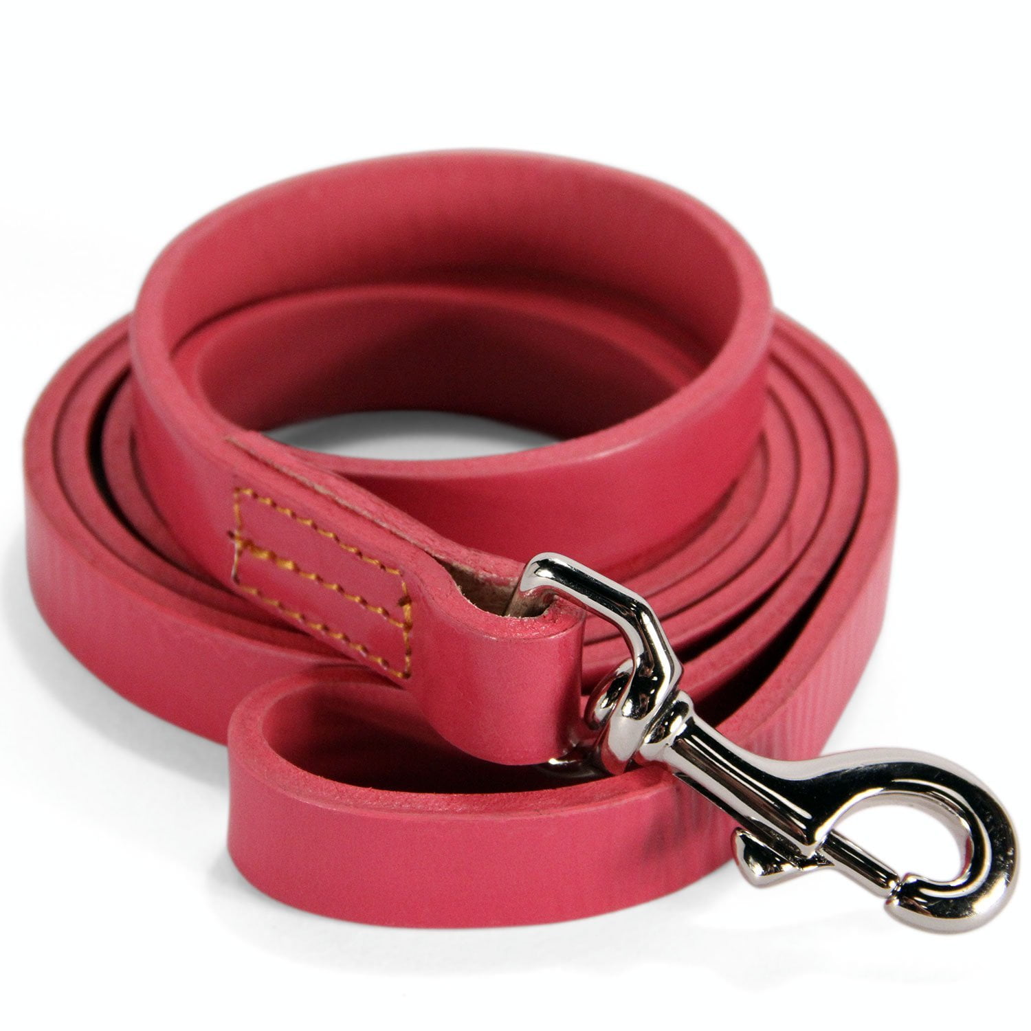 logical leather 6 foot dog leash - best for training - water resistant heavy full grain leather lead - pink
