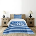 thumbnail image 4 of Ambesonne Reveal Party Quilted Bedspread Set 2 Pcs, Marine Stripes Modern, Twin Size, Pale Blue White and Blue, 4 of 5