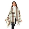 thumbnail image 3 of FORMRS Womens Scarf Winter Soft Long Big Warm Shawls Wrap Tassel Scarves, Cream Plaid, 3 of 9