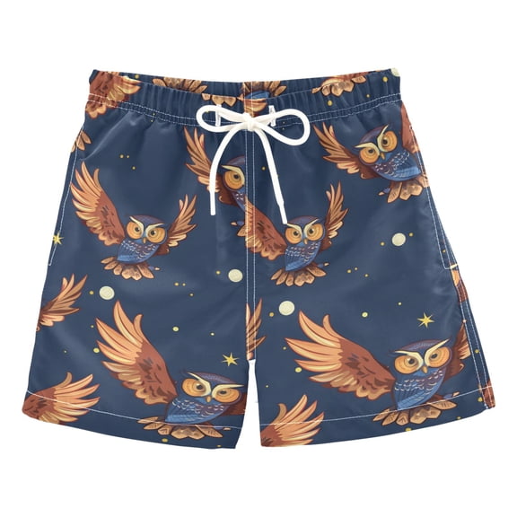 joogoo Boys Swim Trunks Owls Fly Beach Board Shorts Drawstring Swimsuit M