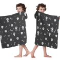 thumbnail image 4 of Halloween Skull and Bone Pattern Hooded Bath Towel，50"x30" for Ages 3 To 12 Kids, Quick Dry Lightweight Soft Microfiber Hood Beach Towel Cover Up for Kids, 4 of 7