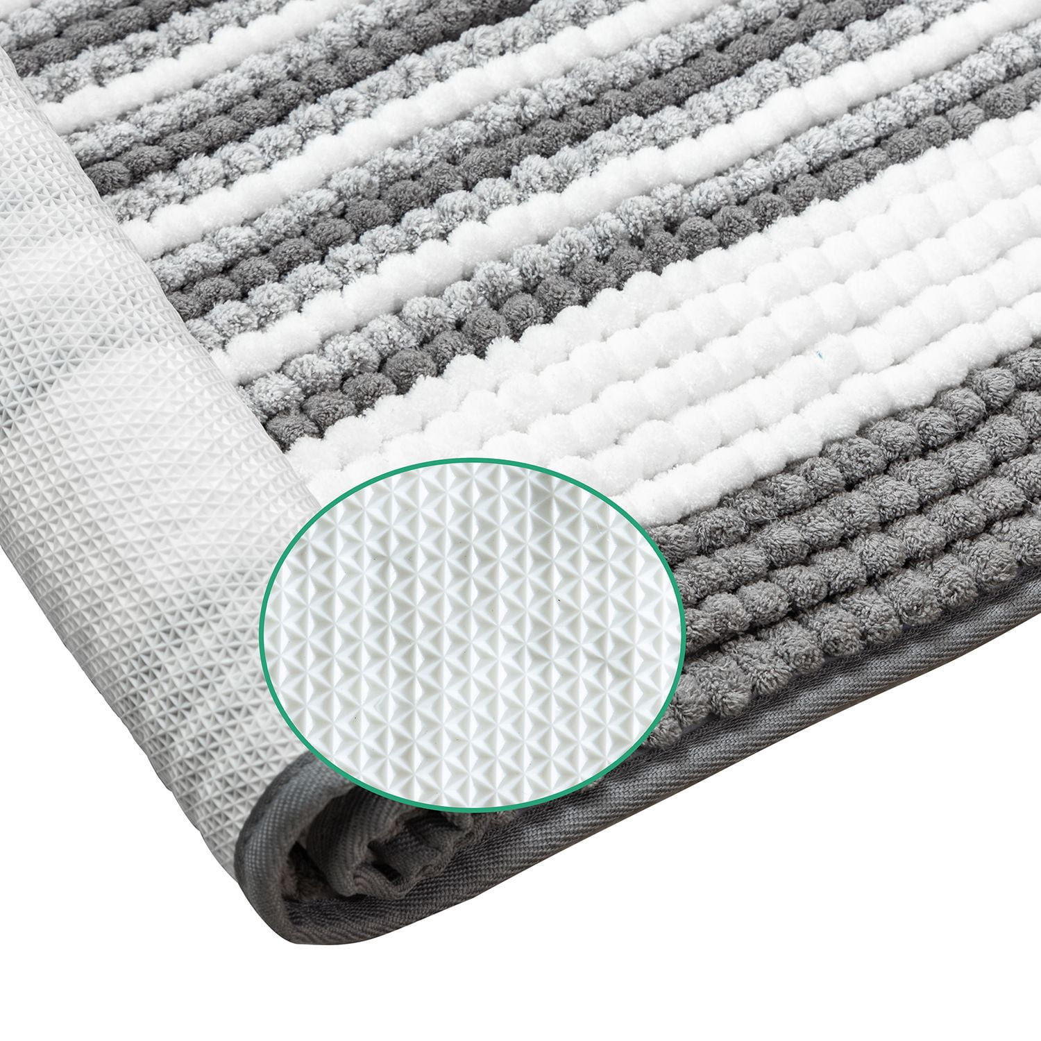 Phantoscope Soft Chenille Bathroom Rug, 17 x 20 in, Quick Dry, Non-Slip Backing, Light Gray