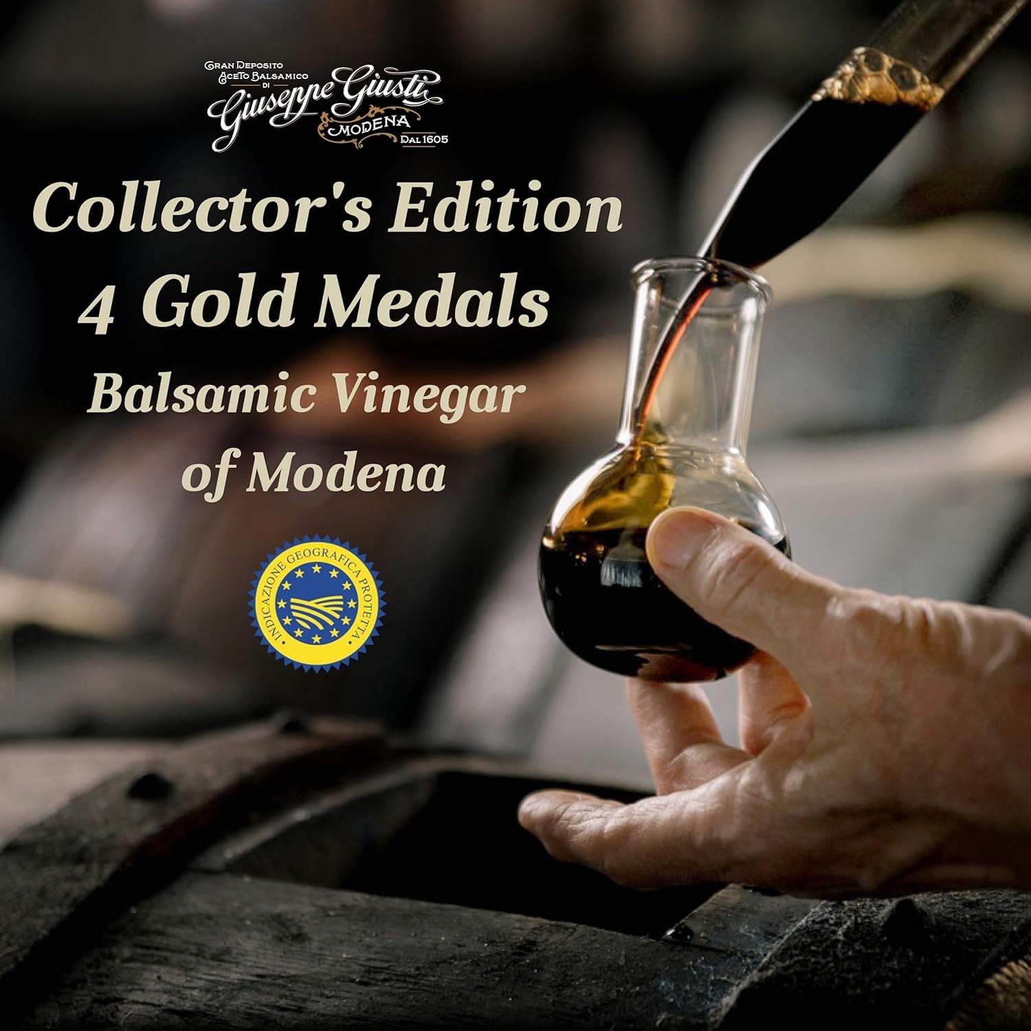Giusti Balsamic Vinegar of Modena IGP – Extra Thick & Rich Aceto Balsamico di Modena, Matured in Traditional Aging Casks - 4 Gold Medals, Made in Italy, in Gift Box - 8.45 fl oz (250 ml) - Pack of 1